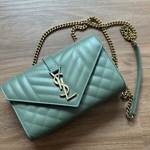 Yves Saint Laurent Olive Quilted Crossbody Bag